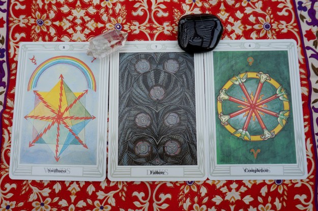 Libra: 8 of Wands ~ Scorpio: 7 of Disks ~ Sagittarius: 4 of Wands