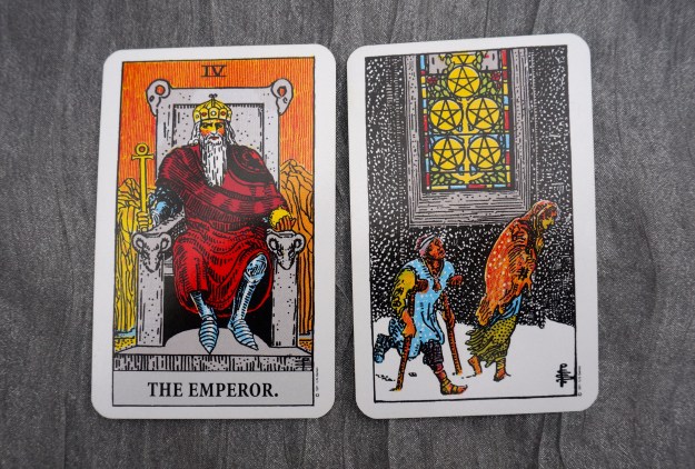 IV The Emperor & 5 of Pentacles