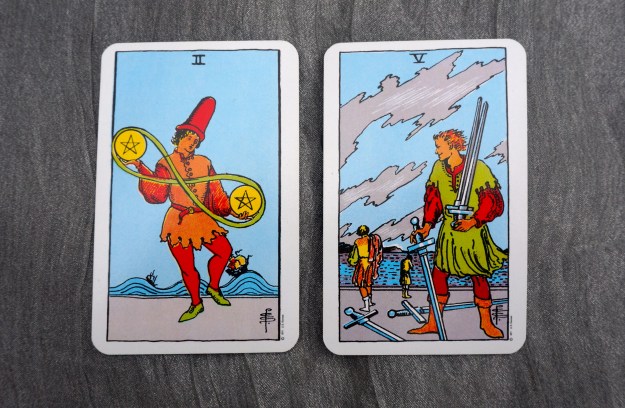 2 of Pentacles & 5 of Swords